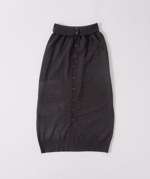 buttoned knit wrap skirt