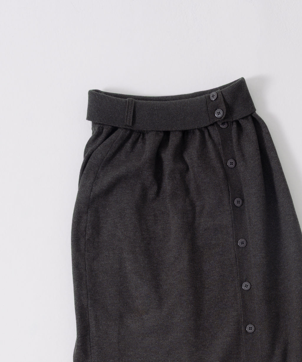 buttoned knit wrap skirt