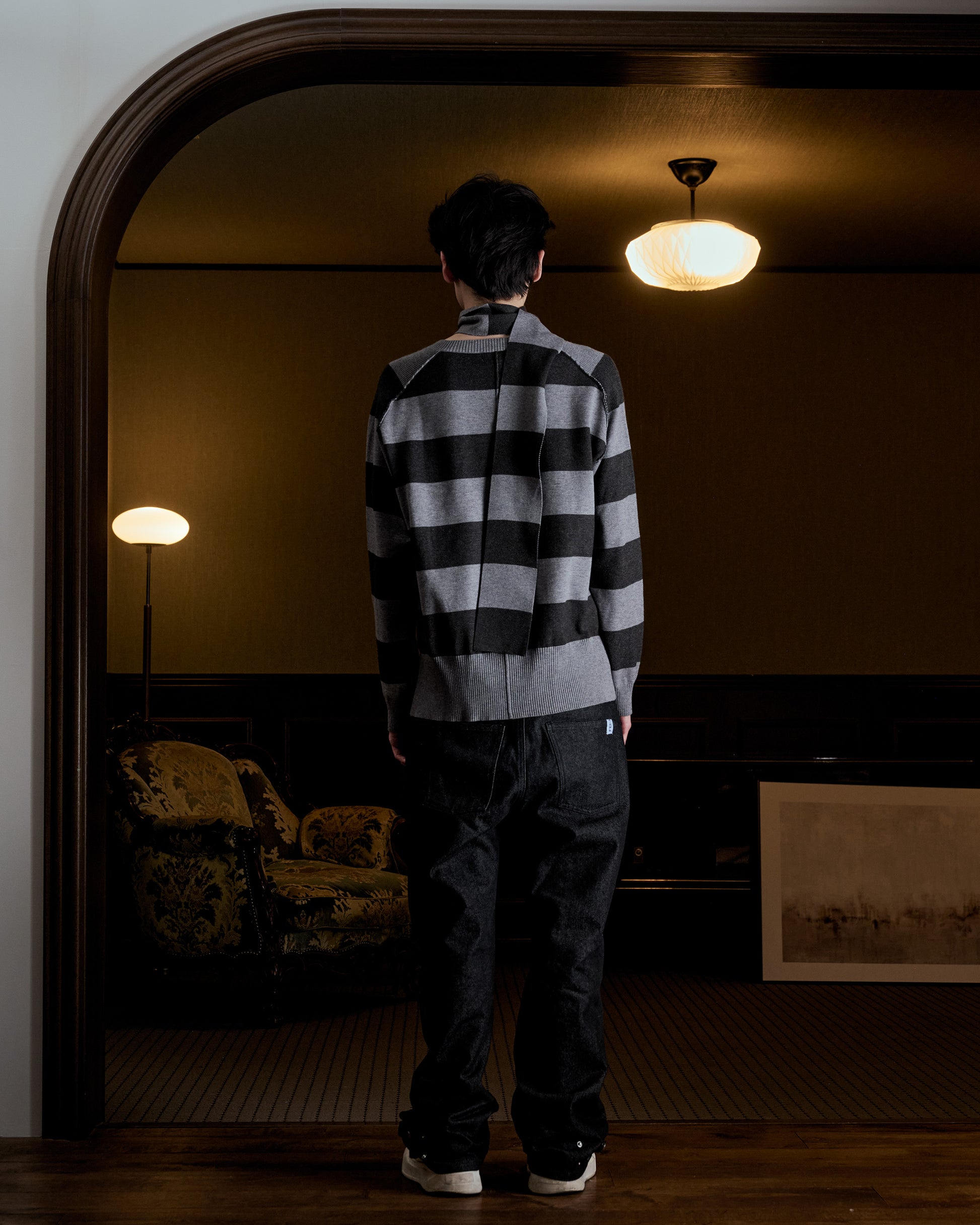 scarf set spring v neck knit