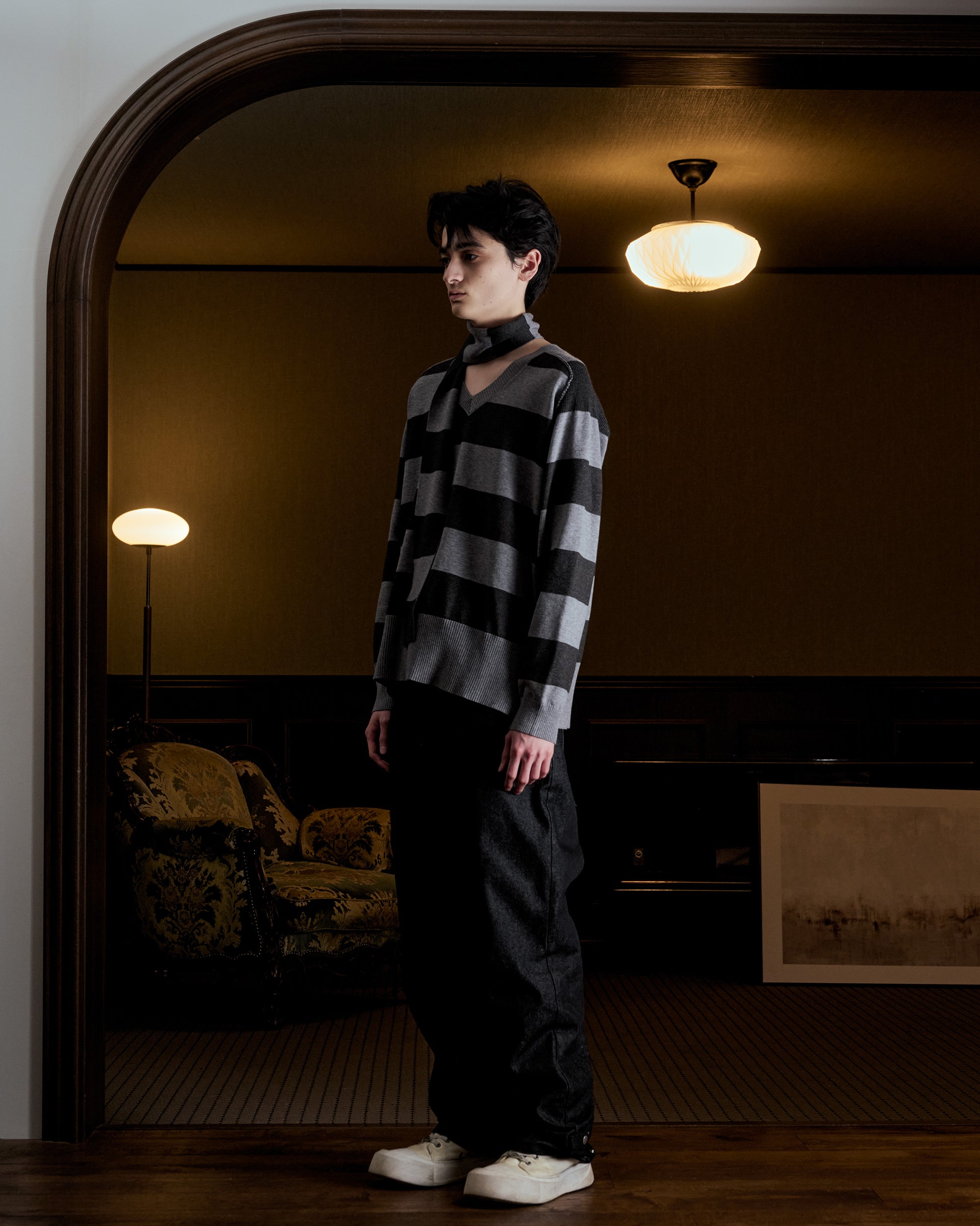 scarf set spring v neck knit