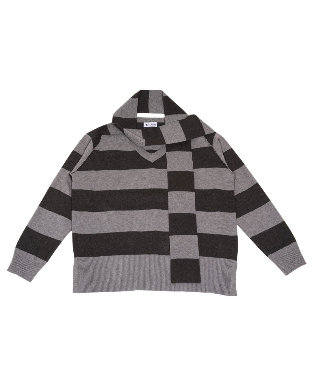 scarf set spring v neck knit