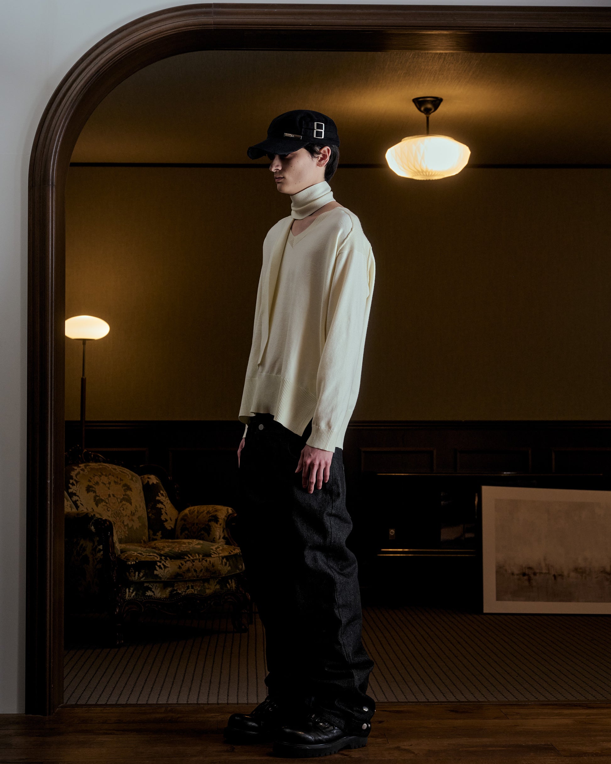 scarf set spring v neck knit