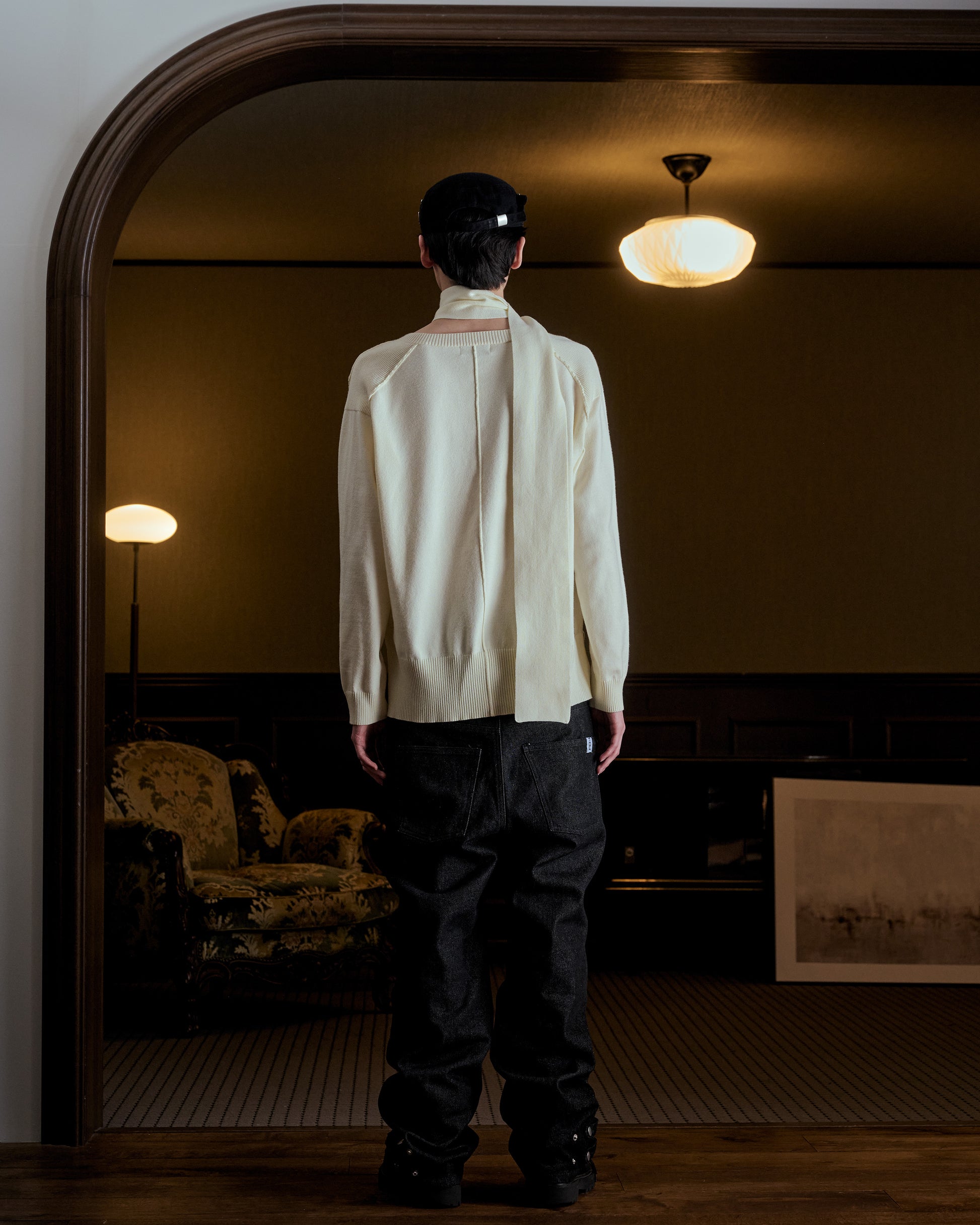 scarf set spring v neck knit