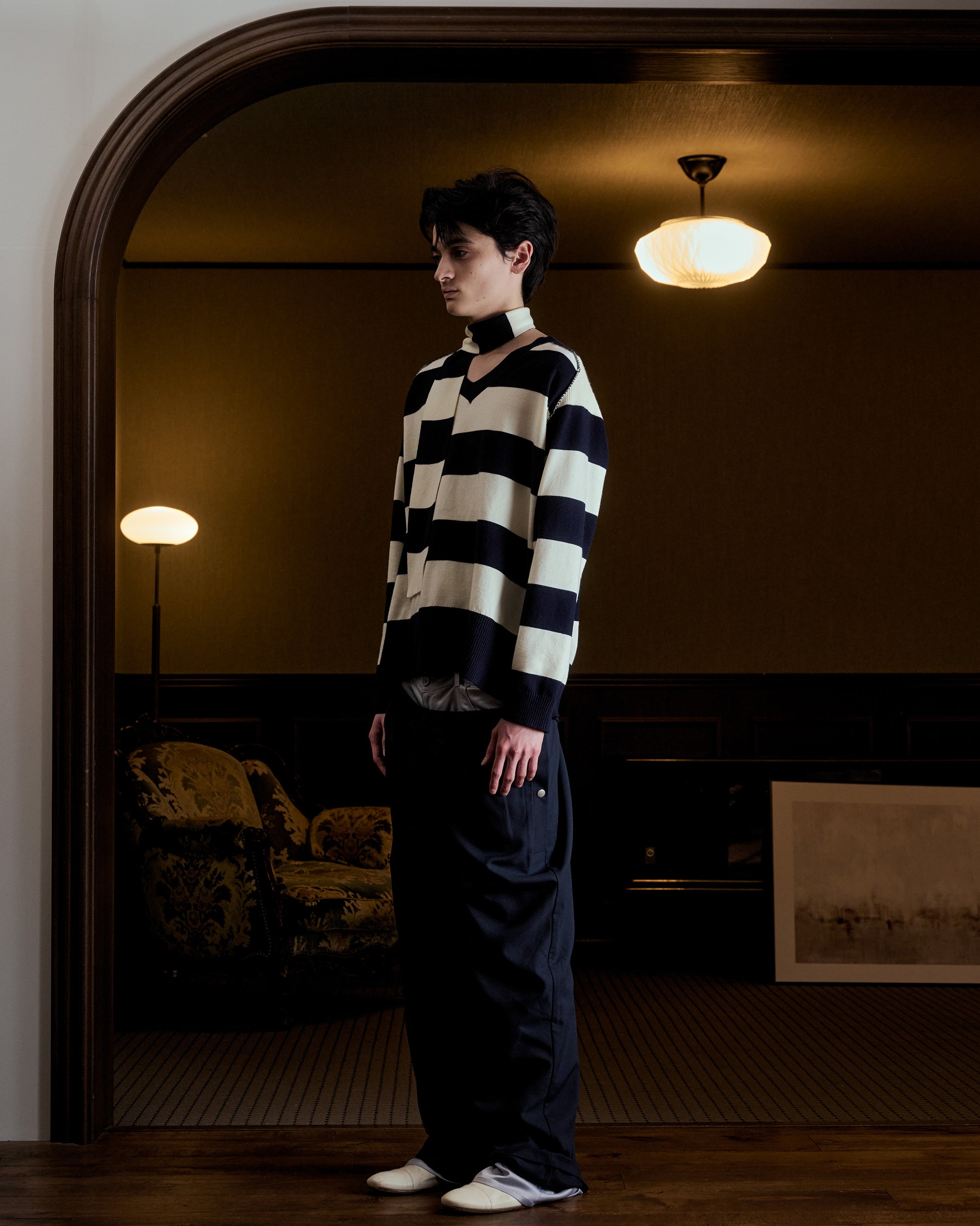 scarf set spring v neck knit