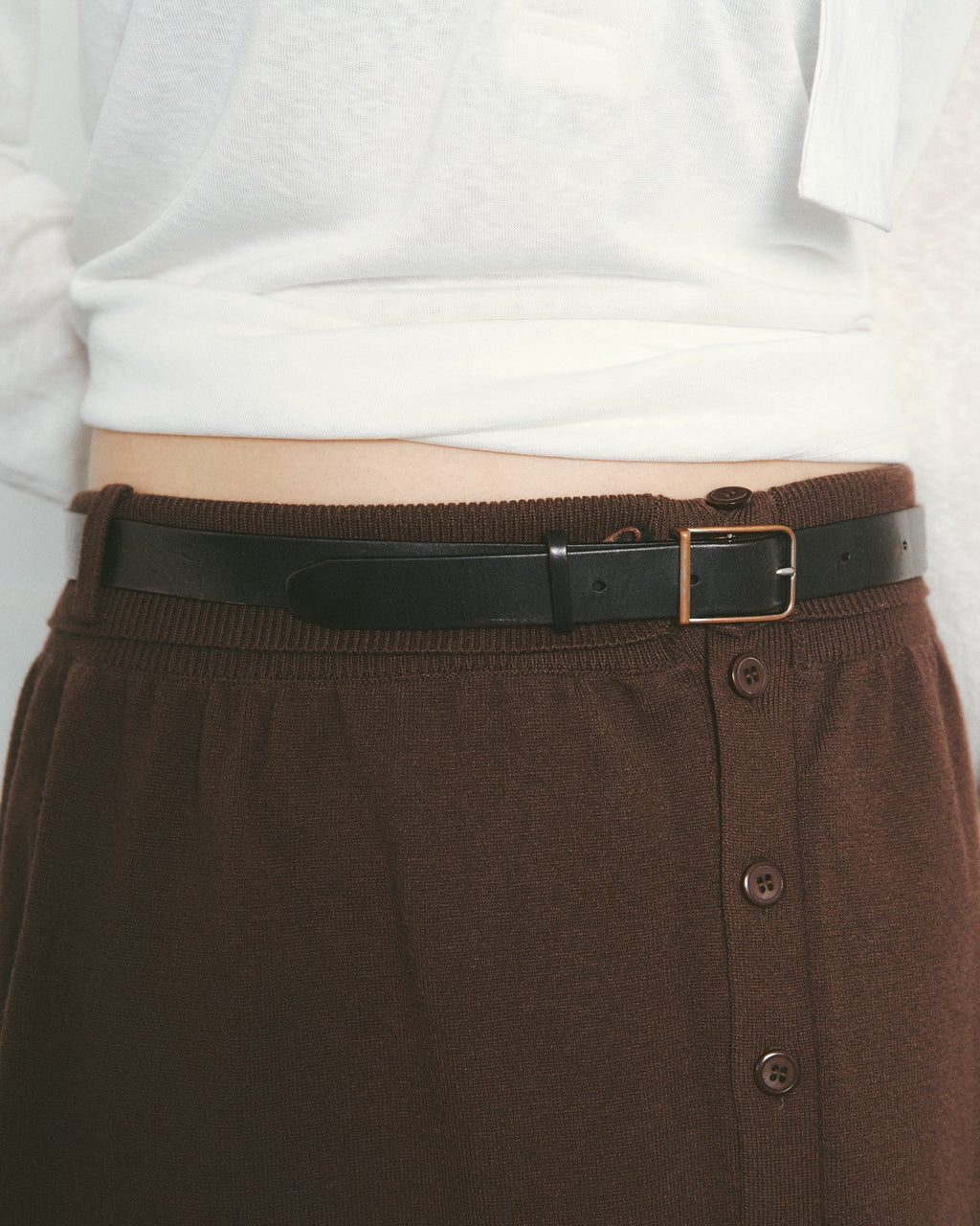 buttoned knit wrap skirt