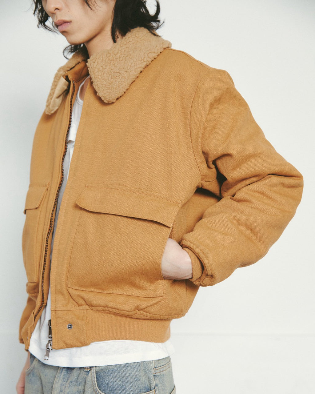 fur-collar aviator jacket