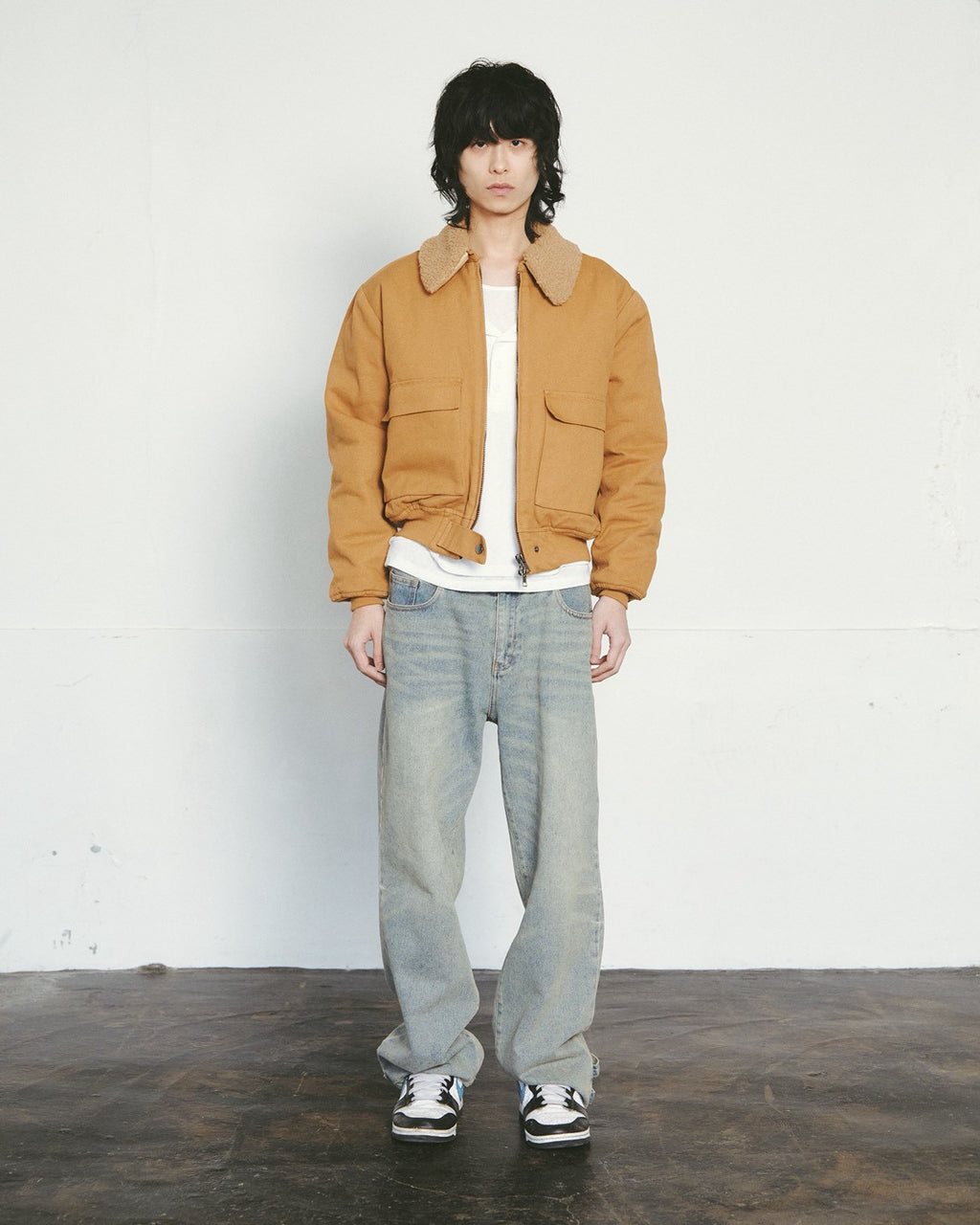 structured straight denim