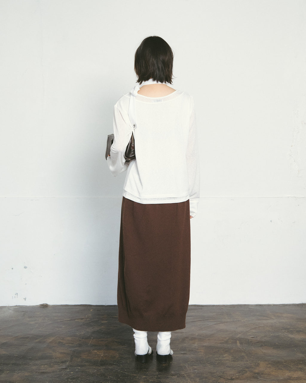 buttoned knit wrap skirt